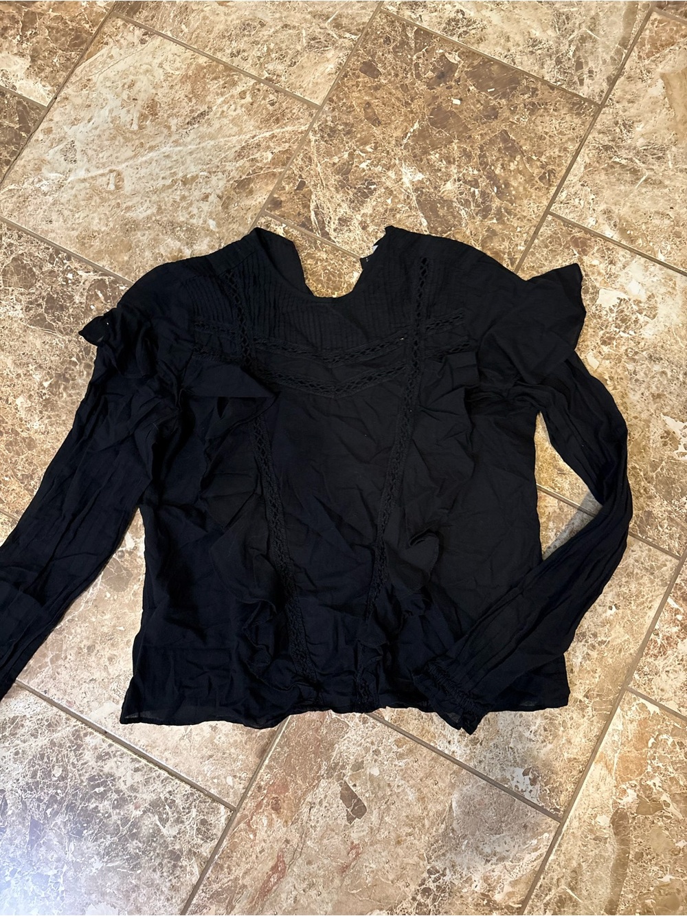 Express Black Ruffle Blouse